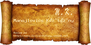 Manojlovics Kötöny névjegykártya
